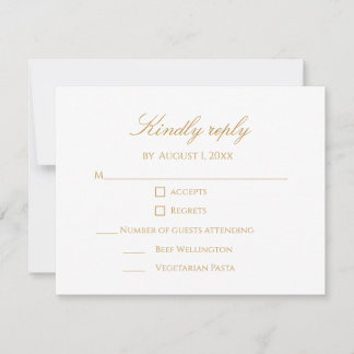 Cartão RSVP Personalizado Moderno Elegante Roteiro Dourado 50º