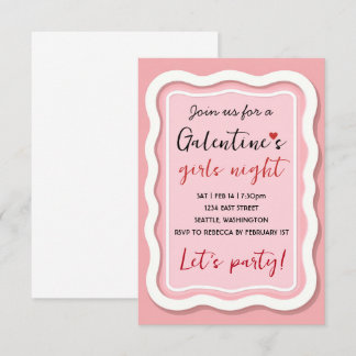 Cartão RSVP Personalized Galentines Pink Party Invitation