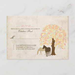 Cartão RSVP Pêssego Amarelo e Horses de outono da Casa da Casa