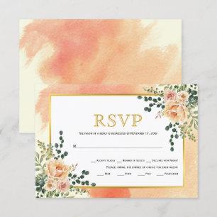 Cartão RSVP Pêssego coral flores aquáticas cor de rosa casam