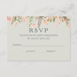 Cartão RSVP Pêssego de Aquarela de Queda e Casamento Verde