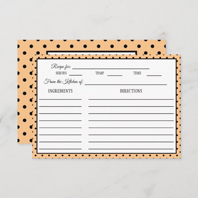 Cartão RSVP Pêssego de Bolinhas da placa de recebimento do chá (Frente/Verso)