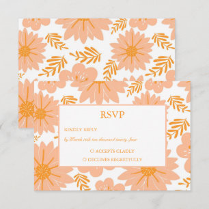 Cartão RSVP Pêssego de Vintagem Retroativa Padrão de Flor Lara