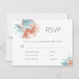 Cartão RSVP Pessegueiro primavera e casamento floral moderno a