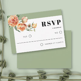 Cartão RSVP Pessegueiros rosa sage casamento floral verde
