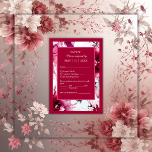 Cartão RSVP pétala de rosa cor-de-rosa abstrata casamento