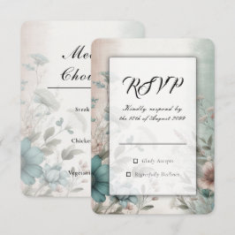 Cartão RSVP Pétalas Escuras e Serena Suavidade Casamento Flora