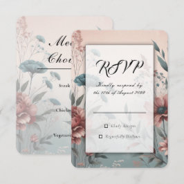 Cartão RSVP Pétalas Escuras e Serena Suavidade Floral de Casam