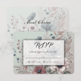 Cartão RSVP Pétalas Escuras e Serena Suavidade Floral de Casam