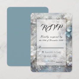 Cartão RSVP Pétalas Nevadas em Casamento de Flor de Gelo