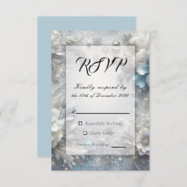 Cartão RSVP Pétalas Neves no Casamento Sanguíneo Congelado