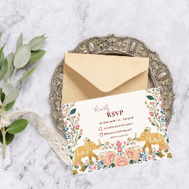 Cartão RSVP Pichwai Indian Elegant Wedding