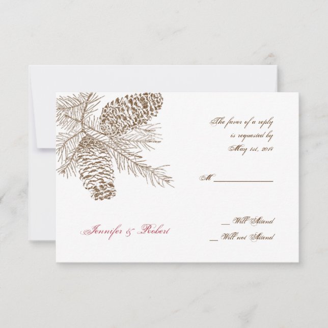 Cartão RSVP Pine Cone Nature Wedding Response Card (Frente)