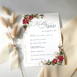 Cartão RSVP Pine Poinsettia Floral