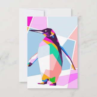Cartão RSVP Pinguim - Geométrico | Presente de Arte