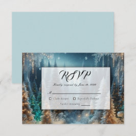 Cartão RSVP Pinheiros Geados no Brilho do Inverno Casamento