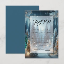 Cartão RSVP Pinheiros Geados no Brilho do Inverno Casamento