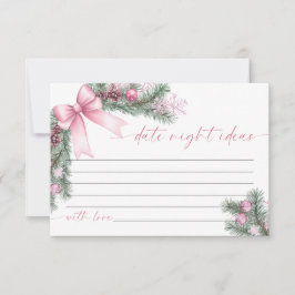 Cartão RSVP Pink Bow Christmas Date Night Ideas Card