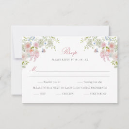 Cartão RSVP Pink Bows Wildflowers
