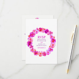Cartão RSVP Pink floral de casal