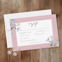 Cartão RSVP Pink Wildflower Garden Elegant Wedding