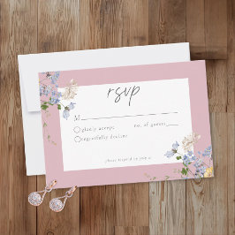 Cartão RSVP Pink Wildflower Garden Elegant Wedding