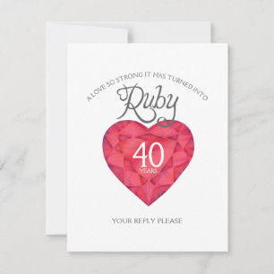 Cartão RSVP Pintor aquícola Ruby 40th Wedding Anniversário