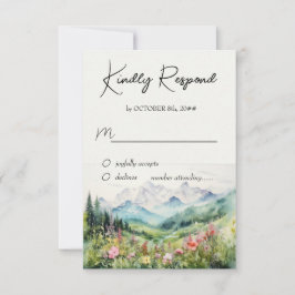 Cartão RSVP Pintor d'água das montanhas e flores silvestres
