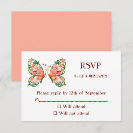 Cartão RSVP Pintura a Óleo Romântica Floral Borboleta