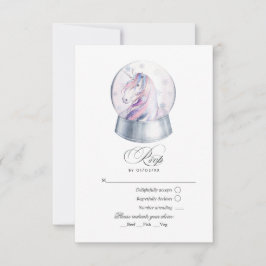 Cartão RSVP Pintura aquarela Unicórnio Glitter Inverno