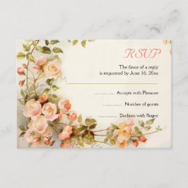 Cartão RSVP Pintura romântica da Vintage do casamento de rosas