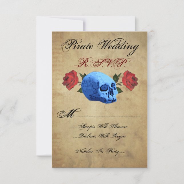 Cartão RSVP Pirate Wedding R.S.V.P. (Frente)