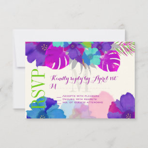 Cartão RSVP PixDezines bali kai/green/roxo/DIY
