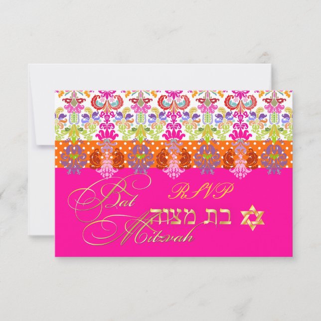 Cartão RSVP PixDezines diy color/rsvp isabella, Bat Mitzvah (Frente)