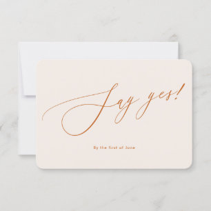 Cartão RSVP PixDezines diz sim caligrafia minimalista de luxo