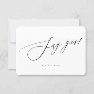 Cartão RSVP PixDezines diz sim caligrafia minimalista de luxo