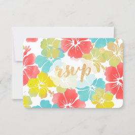 Cartão RSVP PixDezines hibiscus/floral/rsvp