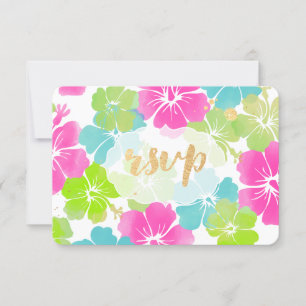 Cartão RSVP PixDezines hibiscus/floral/rsvp