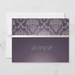 Cartão RSVP PixDezines plum+prata rsvp, dolcè damask