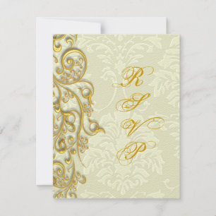 Cartão RSVP PixDezines, psvp, espirais de ouro dourado