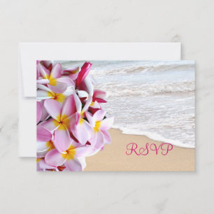 Cartão RSVP PixDezines psvp plumeria rosa Lei/praia