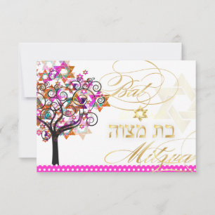 Cartão RSVP PixDezines RSVP/Árvore da Vida/Bat Mitzvah