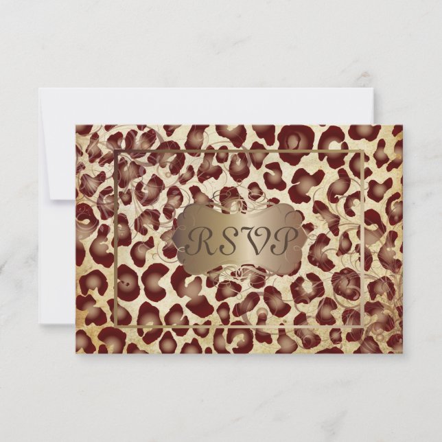 Cartão RSVP PixDezines RSVP, IMPRESSÃO EM ESTILO LEOPARDO VINT (Frente)