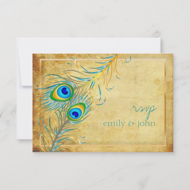 Cartão RSVP PixDezines vintage teal (Frente)