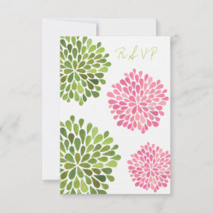 Cartão RSVP Placa de Casamento de Sangue Floral Rosa e Verde R