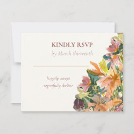 Cartão RSVP Placa de gabinete de aquarela floral