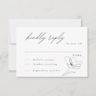 Cartão RSVP Placa de gabinete de arte de linha flexível minima