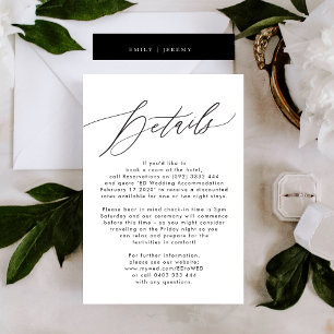 Cartão RSVP Placa de gabinete de casamento simples preto e bra