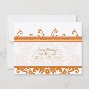 Cartão RSVP Placa de inserção de Casamento tema damasco laranj