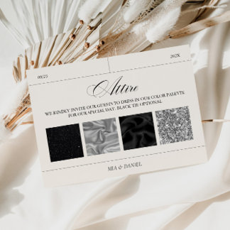Cartão RSVP Placa de Paleta de Cores Preta e Prateada de Cabel
